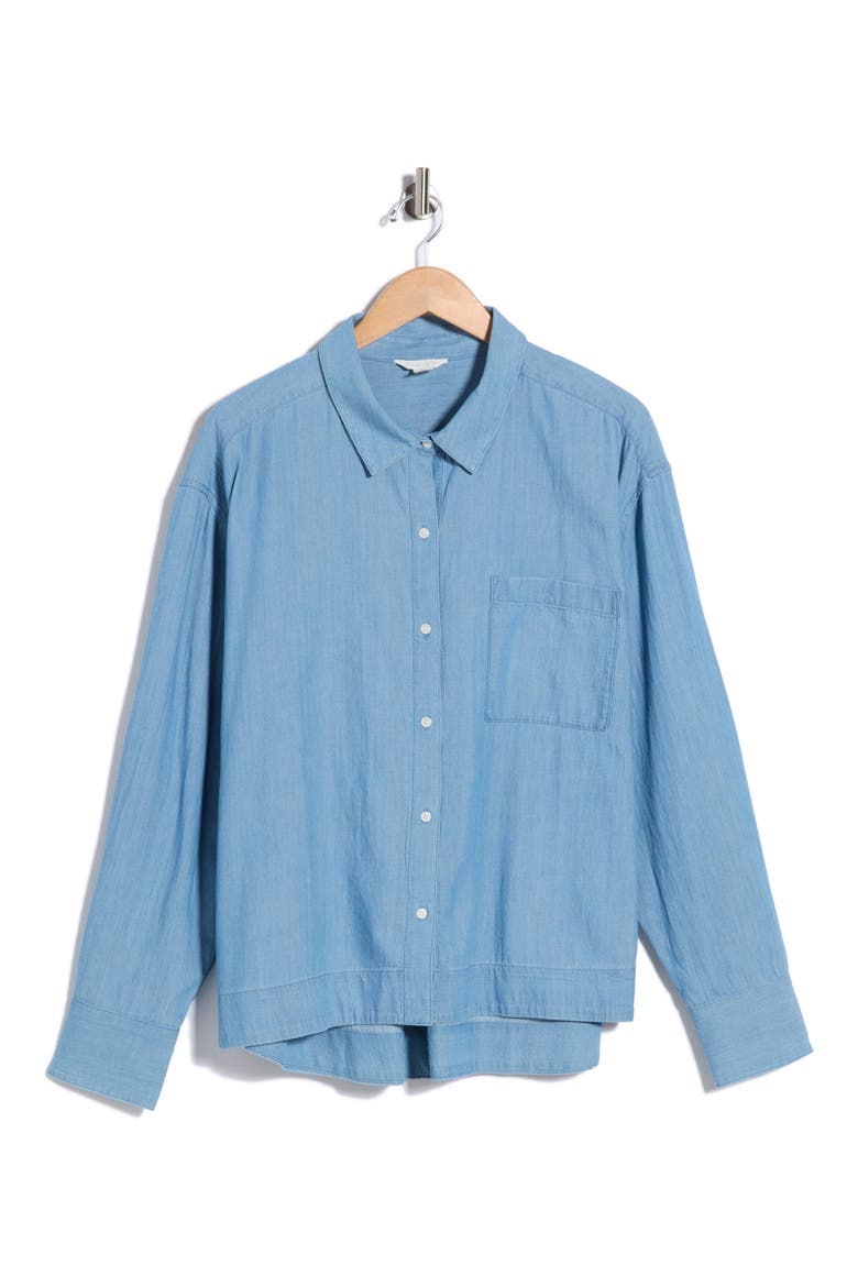 Chambray Core Button Front Shirt, Alternate, color, MEDIUM WASH