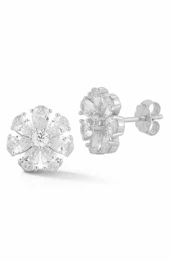 Flower Cubic Zirconia Stud Earrings
