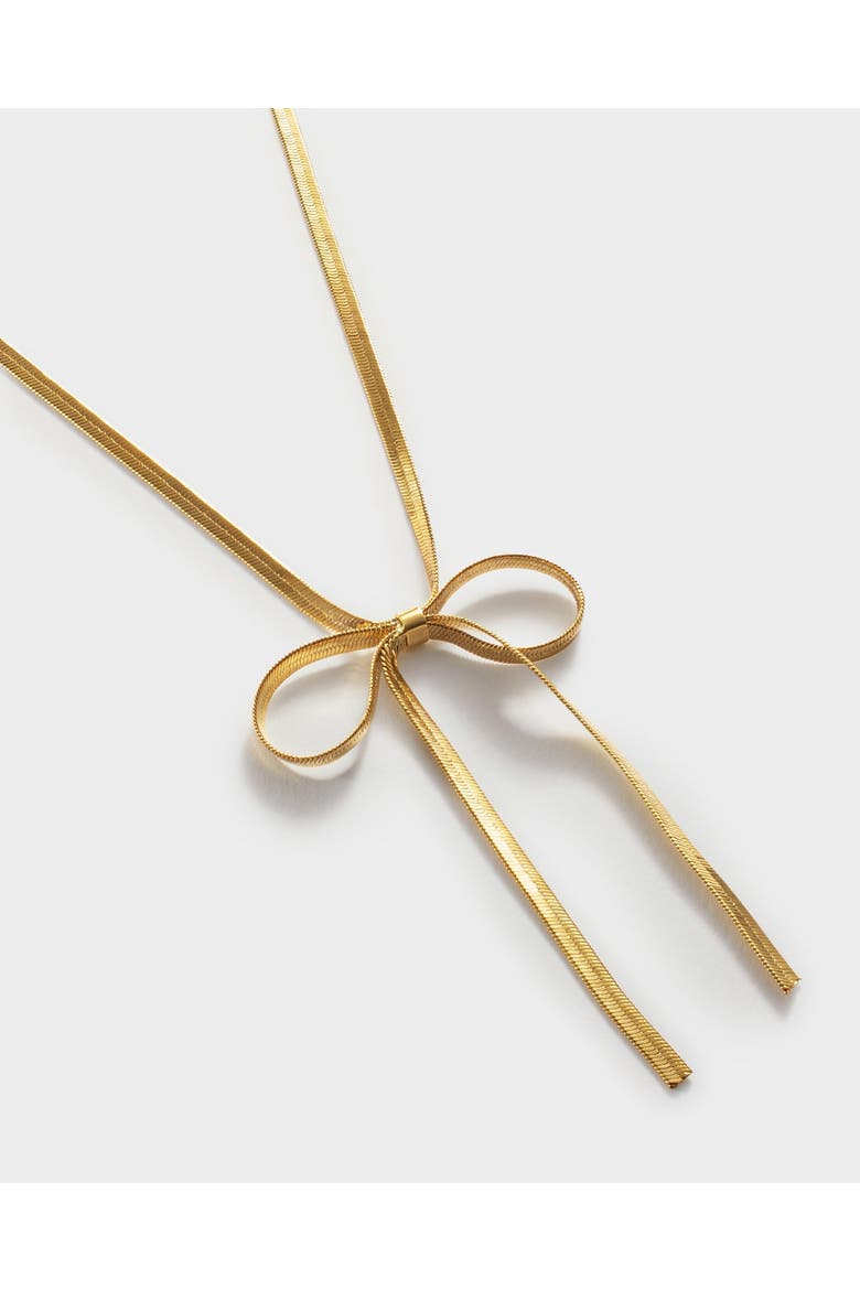 Amelie Waterproof Gold Bow Necklace, Alternate, color, Gold