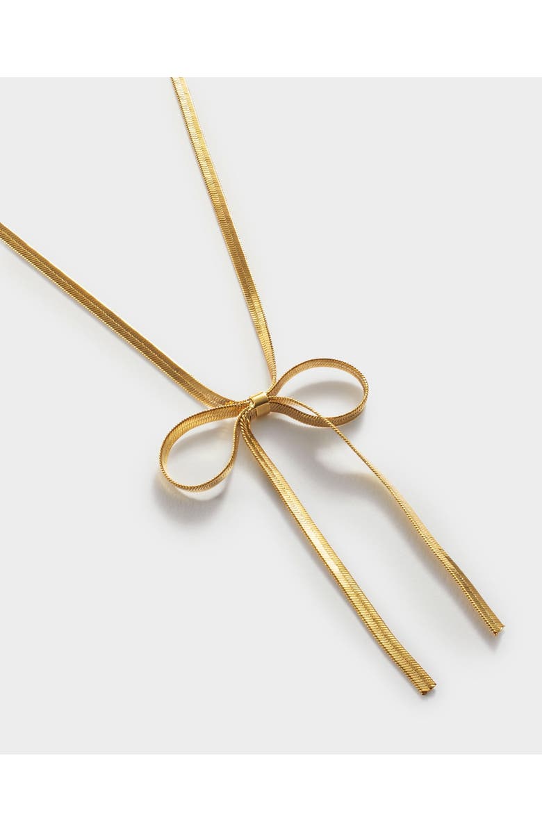 Katie Loxton Amelie Waterproof Gold Bow Necklace, Alternate, color, Gold