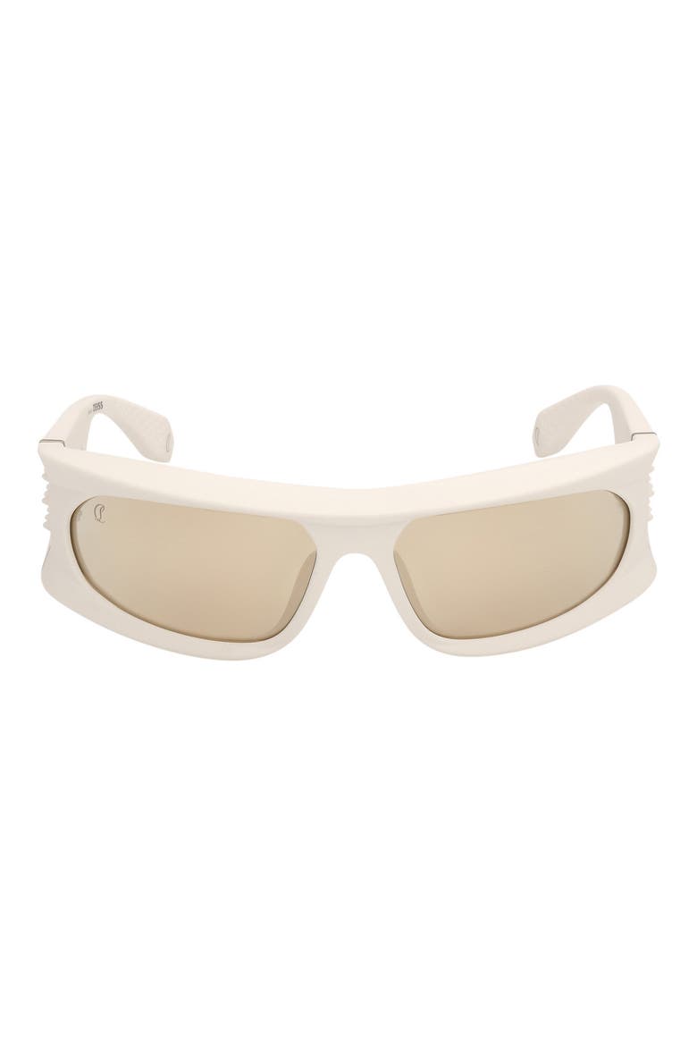 64mm Geometric Sunglasses, Main, color, WHITE / GOLD / ZEISS FLASH