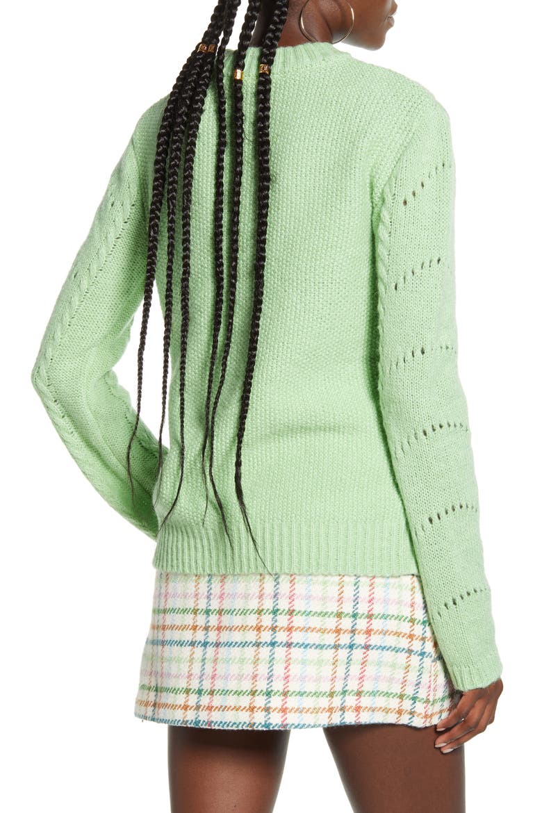 Pointelle Knit Sweater, Alternate, color, MINT