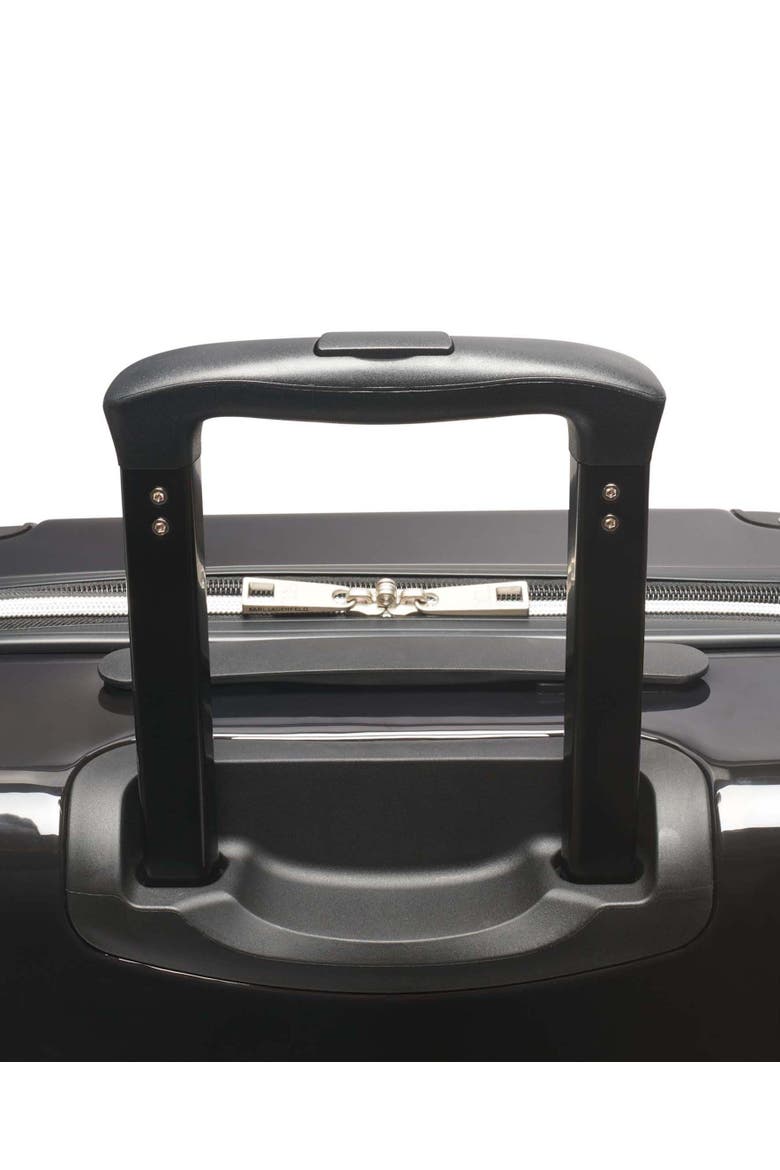 Karl Flowers Upright Suitcase, Alternate, color, Black