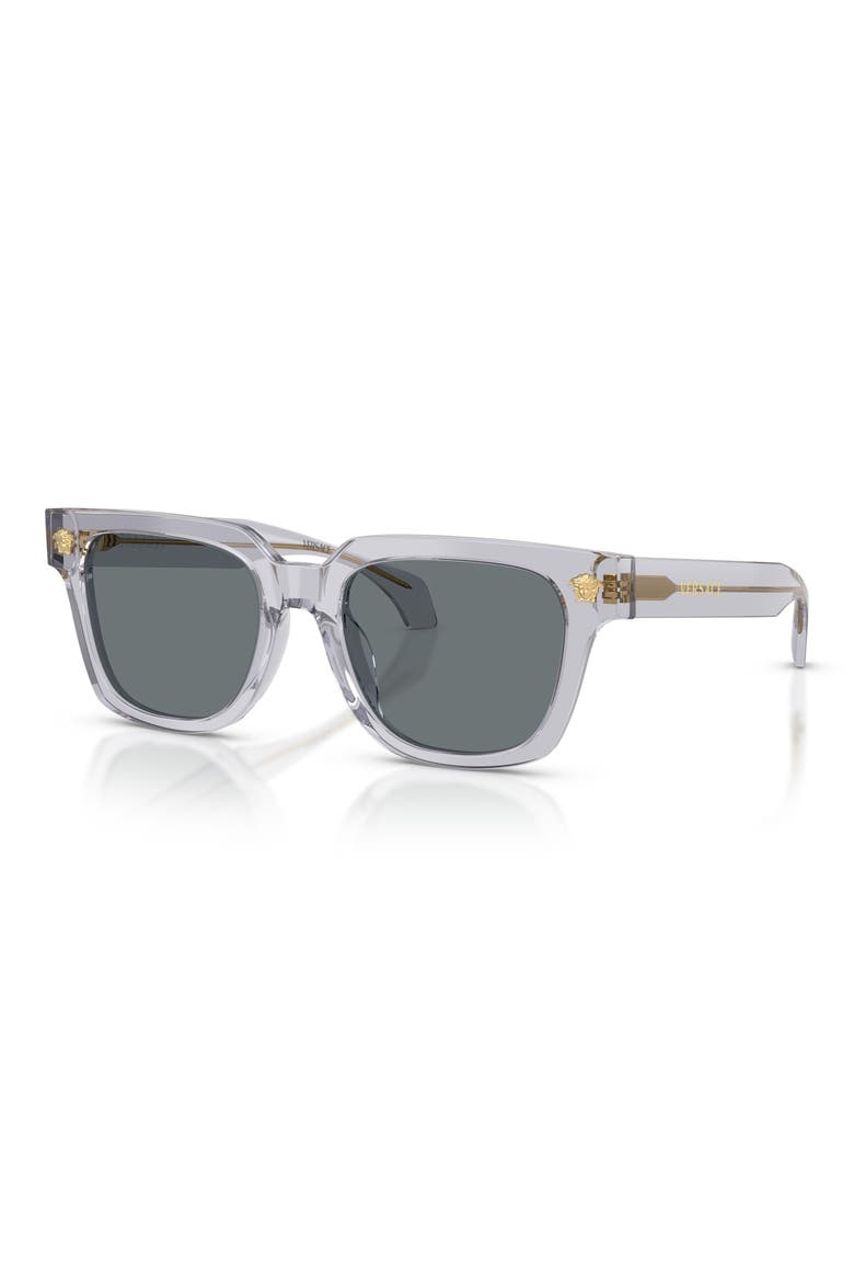 52mm Square Sunglasses, Alternate, color, TRANSPARENT GREY / DARK BLUE
