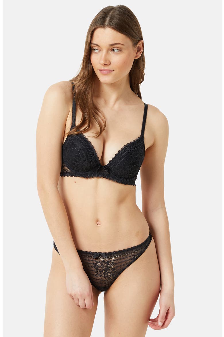 Panama Underwire Plunge Push-Up Bra, Alternate, color, BLACK