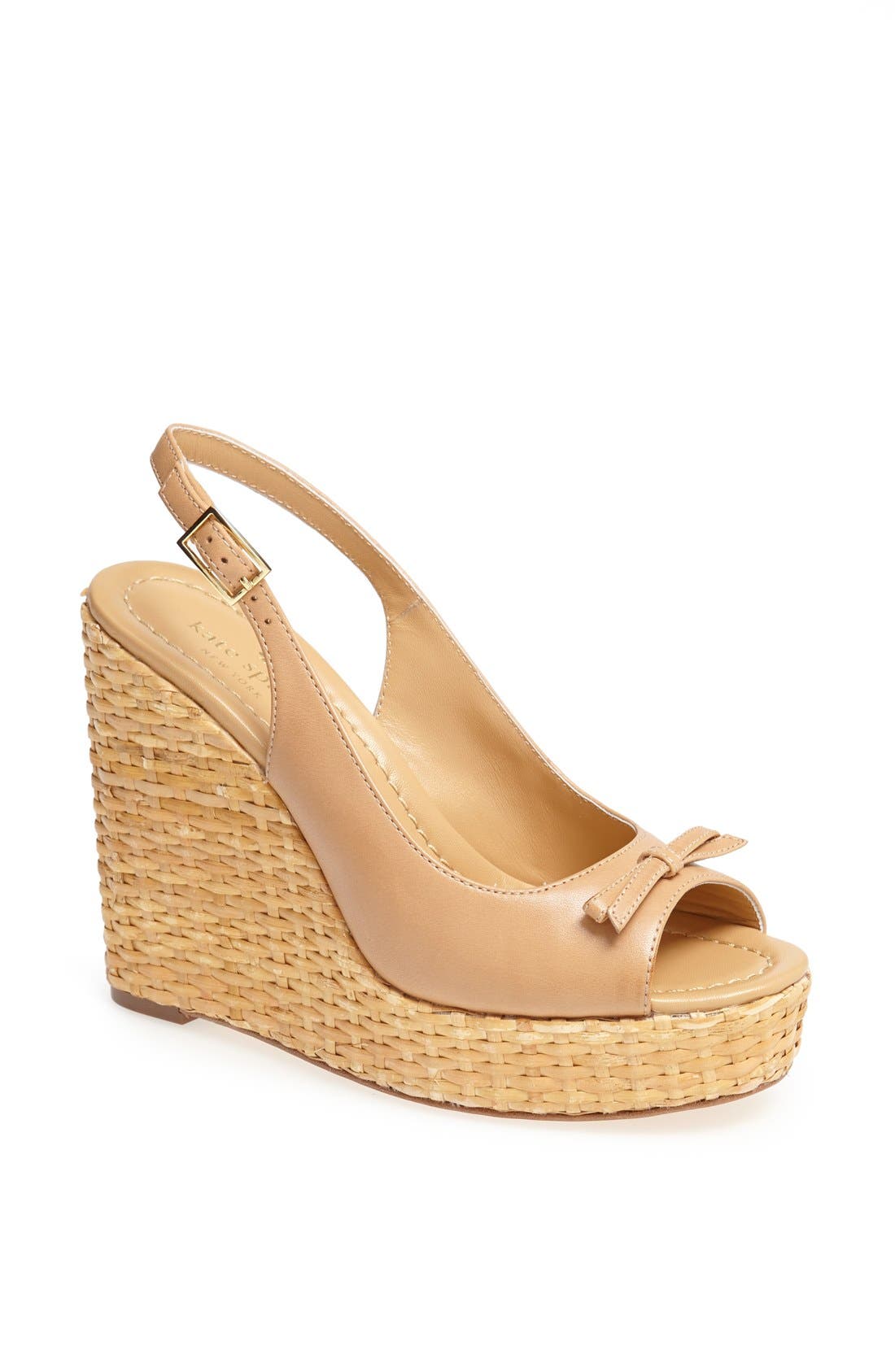 'della' wedge sandal, Main, color, NATURAL SHINE CALF