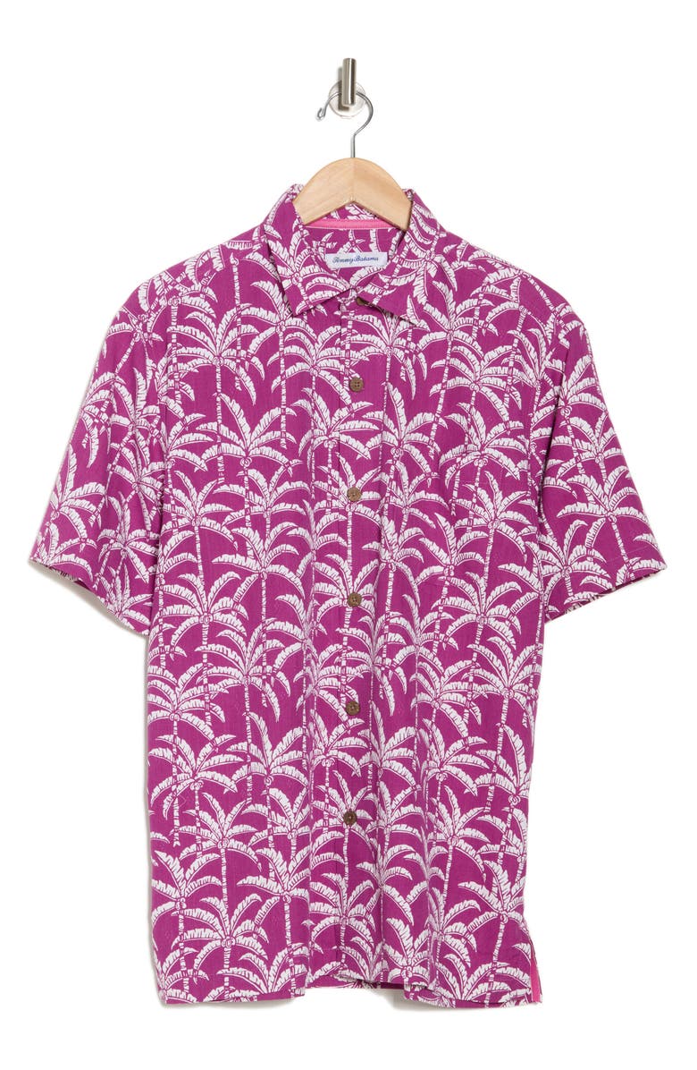 Tommy Bahama Palm Party Short Sleeve Silk Blend Button-Up Shirt, Alternate, color, 