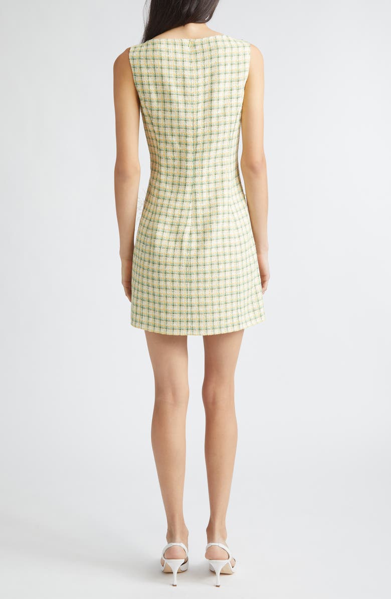 Oscar de la Renta Check Tweed Minidress, Alternate, color, Butter Multi