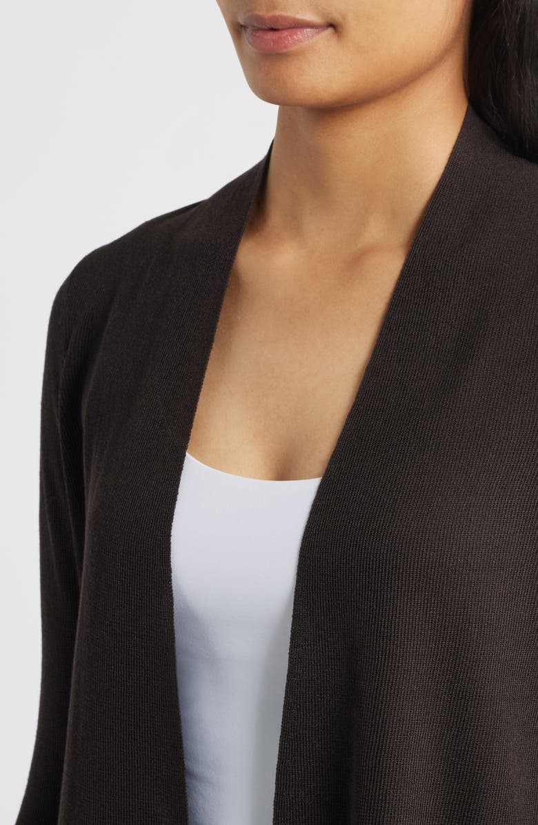 Anne Klein Montery Open Front Longline Cardigan, Alternate, color, Deep Mahogany
