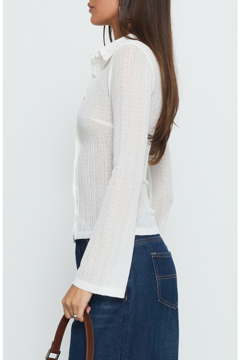 When You Sleep Textured Knit Button-Up Shirt, Alternate, color, WHITE