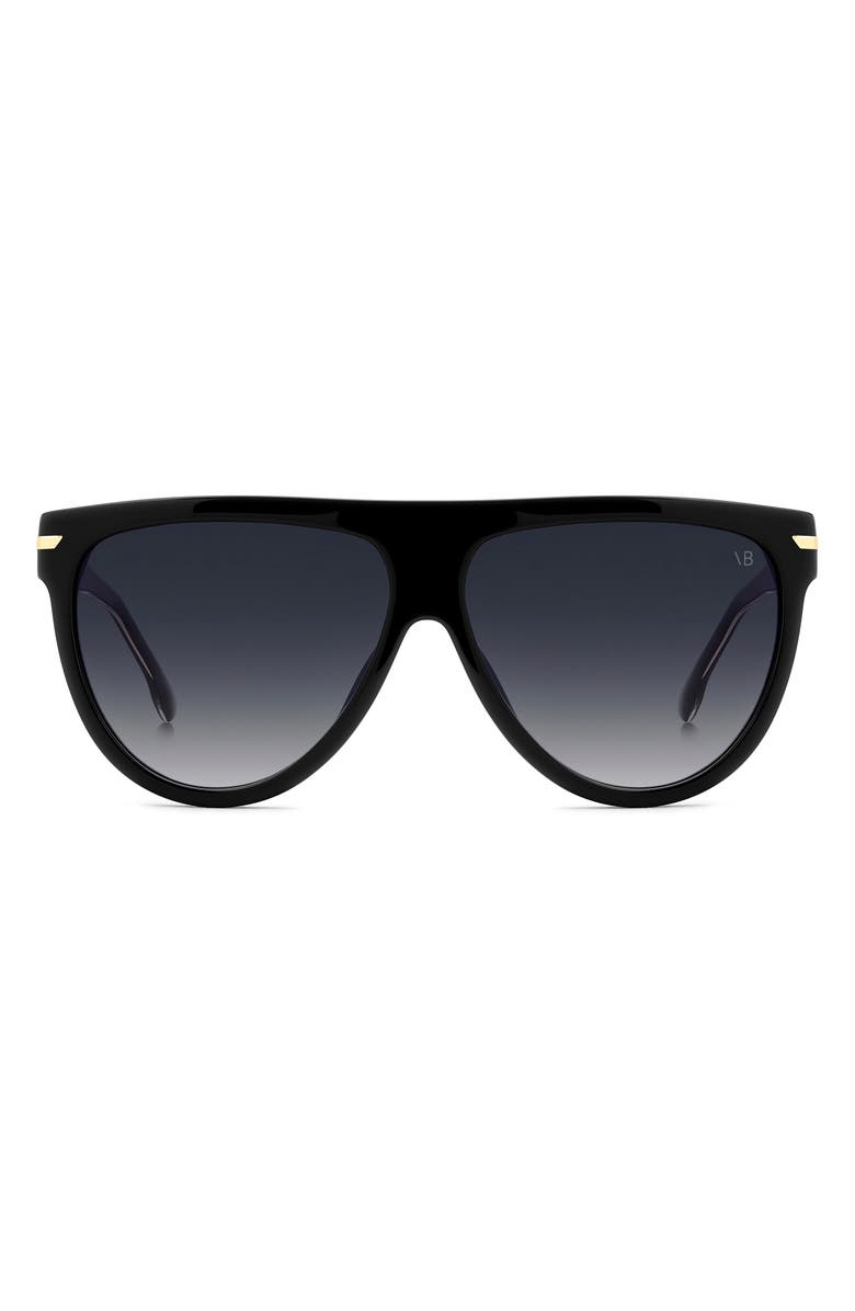 Victoria Beckham 60mm Flat Top Square Sunglasses, Main, color, Black Crystal/ Dk Blue Sf