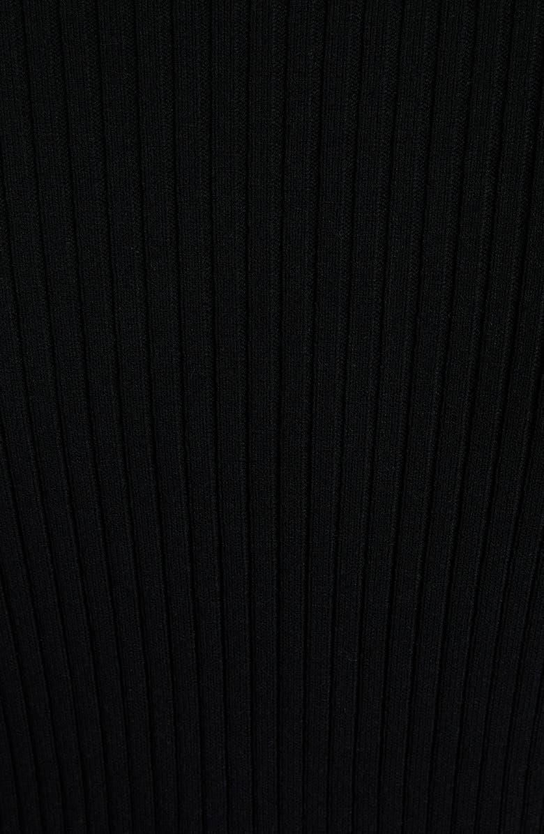 Moncler Rib Long Sleeve Quarter Zip Sweater Dress, Alternate, color, Black