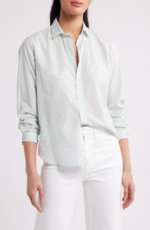 Frank & Eileen Eileen Relaxed Button-up Shirt In Blue Chartreuse Multi Stripe