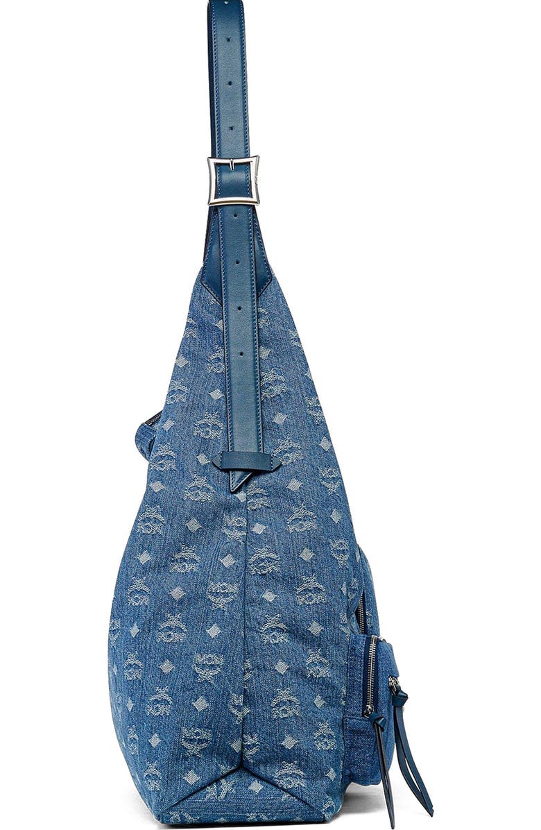 MCM Aren Multi-Shopper in Monogram Denim Jacquard, Alternate, color, Blue
