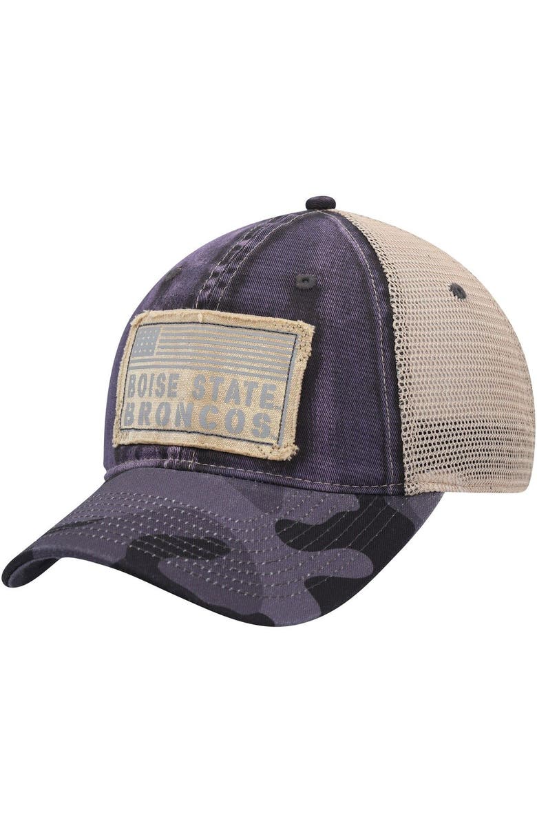 COLOSSEUM Men's Colosseum Charcoal Boise State Broncos OHT Military Appreciation United Trucker Snapback Hat, Main, color, 