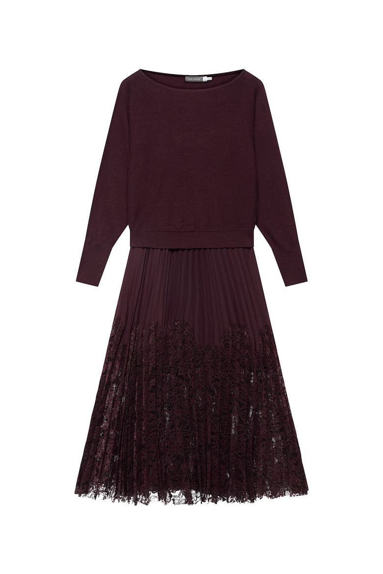 Layered Lace Midi Dress, Alternate, color, Burgundy