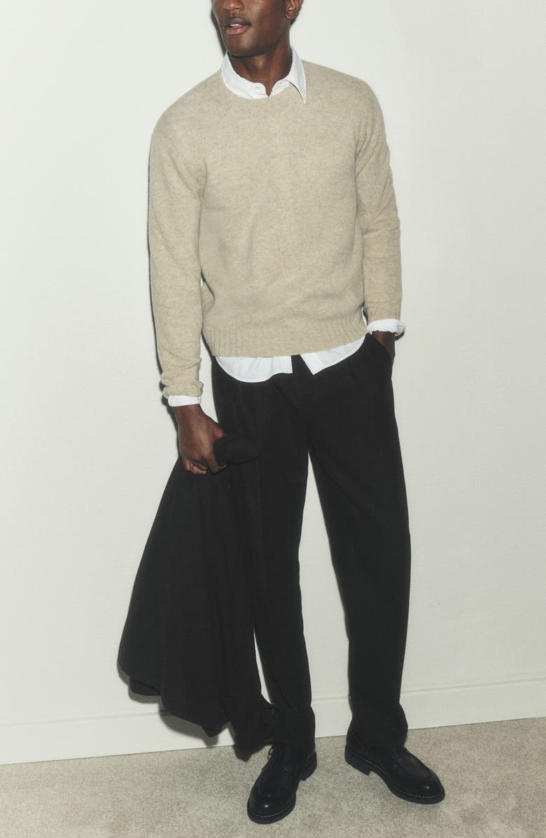 Madewell Officer Pleated Straight Leg Wool Blend Pants, Alternate, color, Chocolate