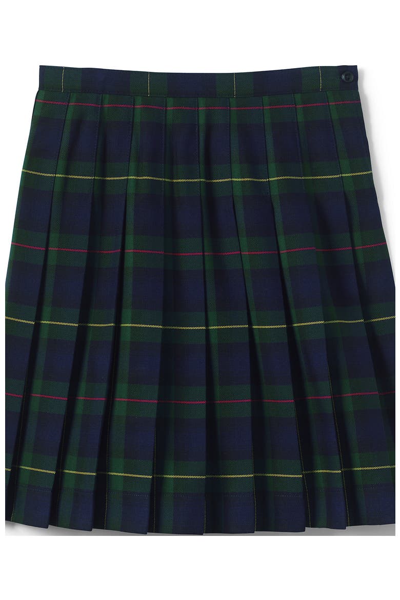 School Uniform Girls Plaid Pleated Skirt Below the Knee, Alternate, color, Hunter/Classic Navy Plaid