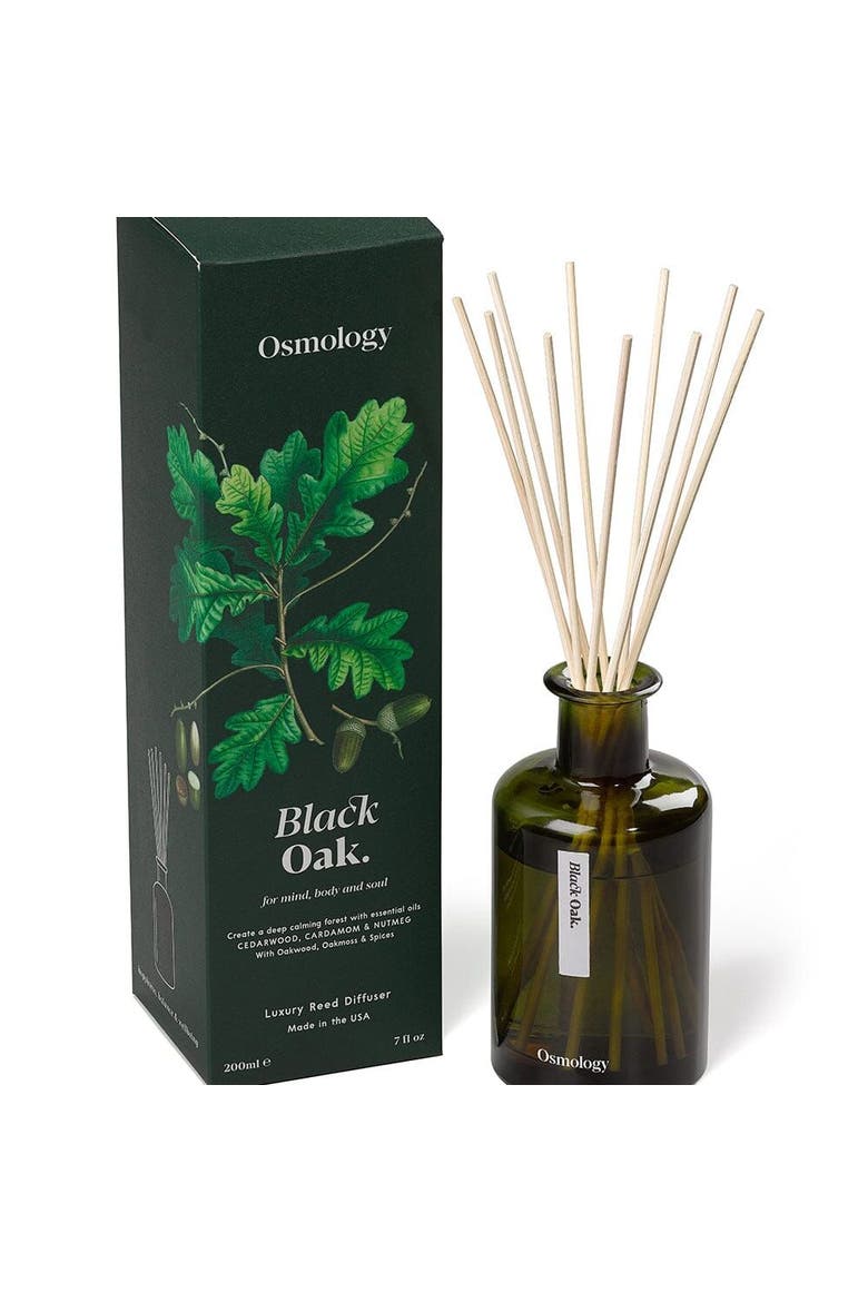 Black Oak Reed Diffuser - Cedarwood Cardamon and Nutmeg, Main, color, black