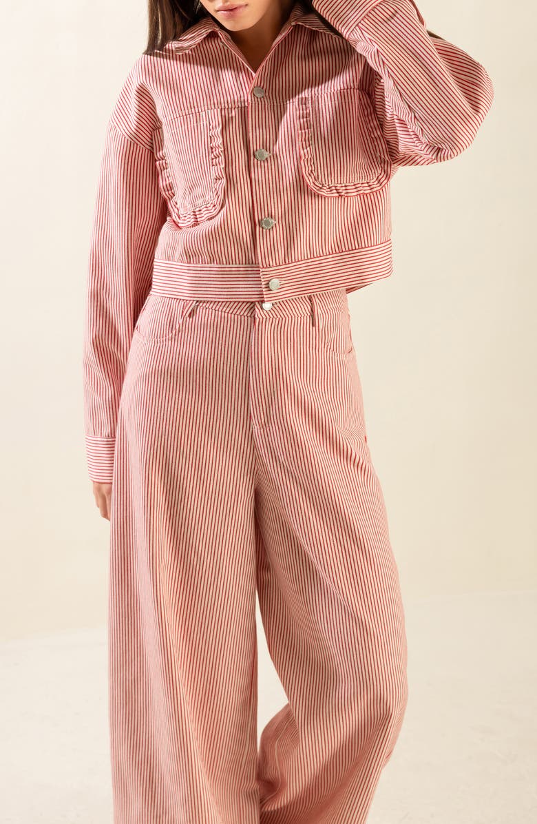 FREEMARKET Striped Twill Jacket, Alternate, color, Red