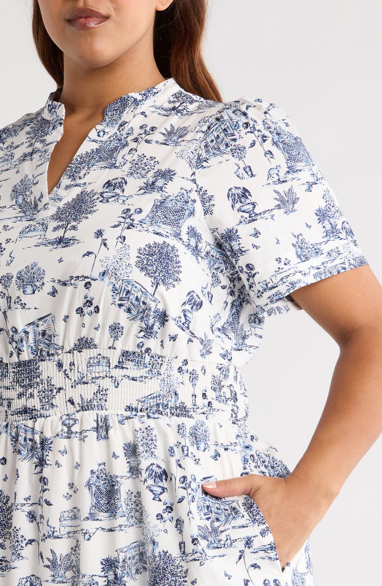 SUGARLIPS Renzo Toile Cotton Poplin Maxi Dress, Alternate, color, White/ Blue/ Multi