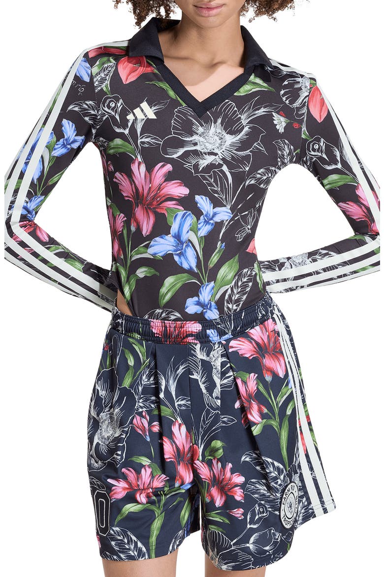 x FARM Rio Floral Long Sleeve Bodysuit, Main, color, BLACK/ CREAM WHITE/ MULTICOLOR