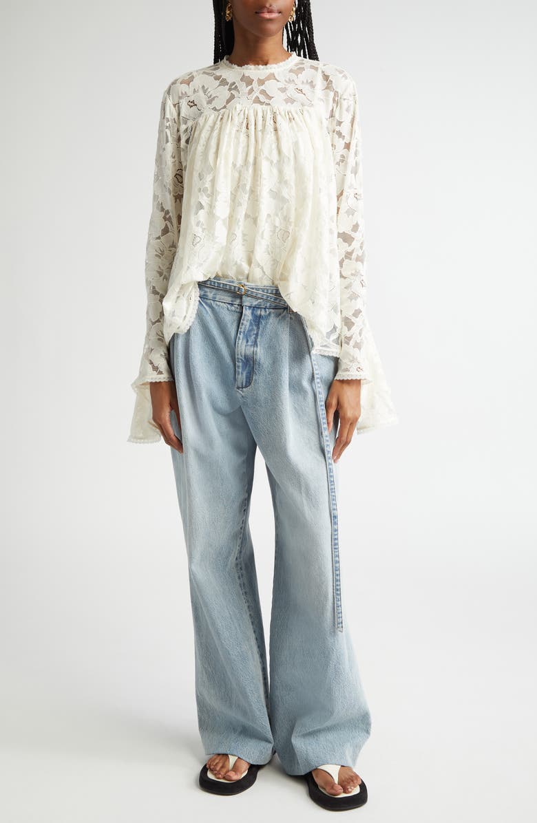 Gathered Lace Top