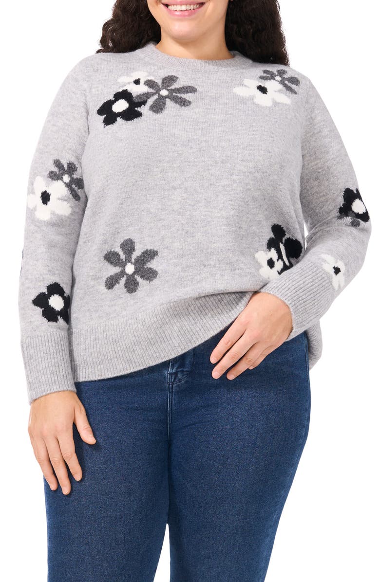 CeCe Floral Crewneck Sweater, Main, color, 