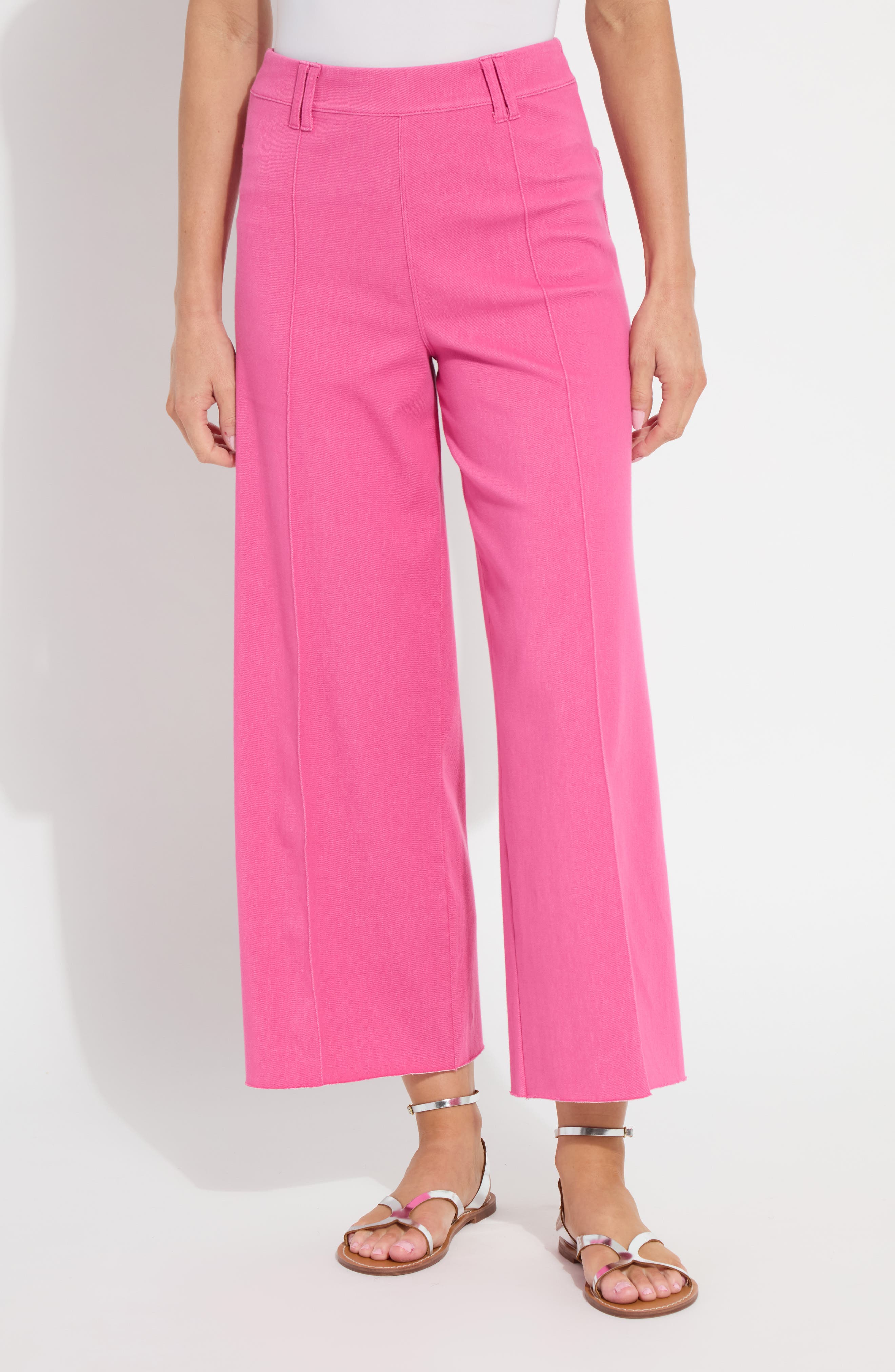Erin Pintuck Raw Hem Pull-On Wide Leg Pants