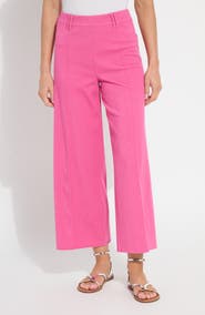 Lysse Erin Pintuck Raw Hem Pull-On Wide Leg Pants