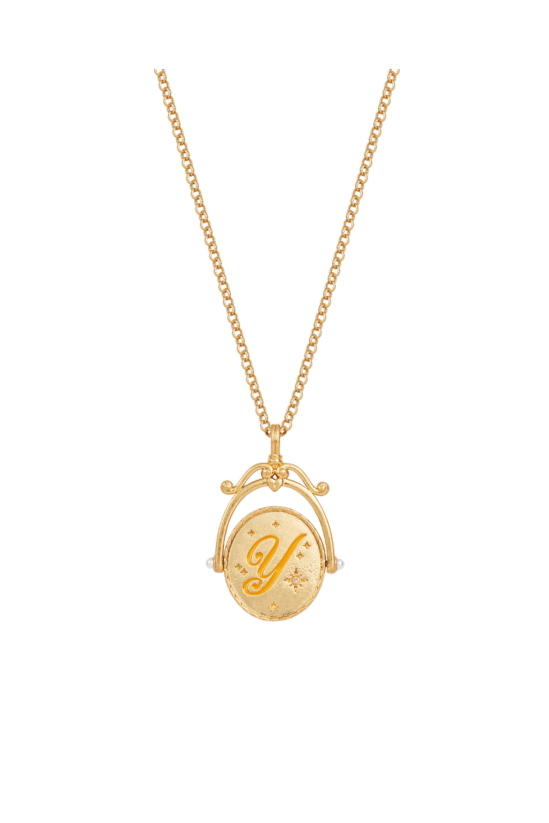 Y Initial Yarrow Gold Spinner Chain Necklace, Main, color, Gold