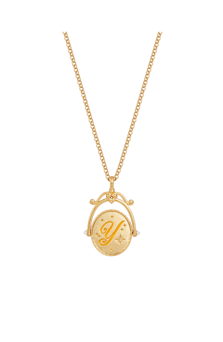 Fable England Y Initial Yarrow Gold Spinner Chain Necklace, Main, color, Gold