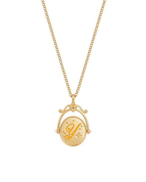 Y Initial Yarrow Gold Spinner Chain Necklace