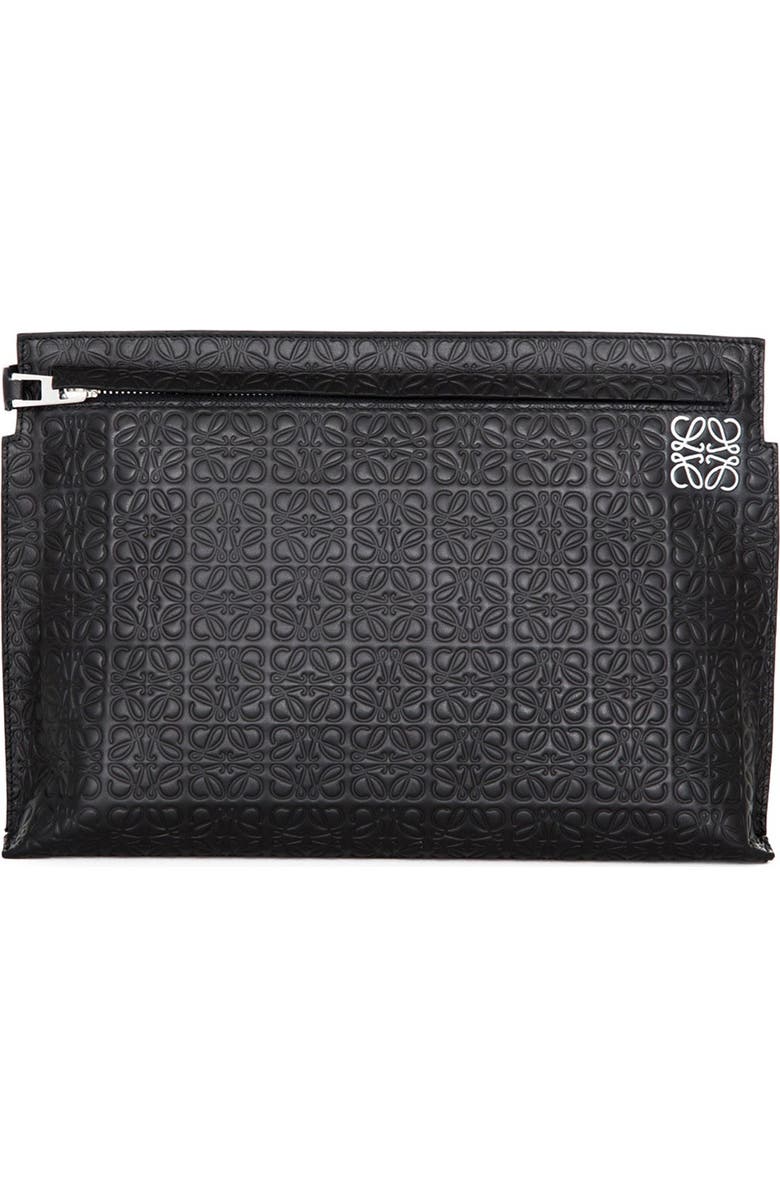 Loewe Large Logo Embossed Calfskin Leather Pouch, Main, color,