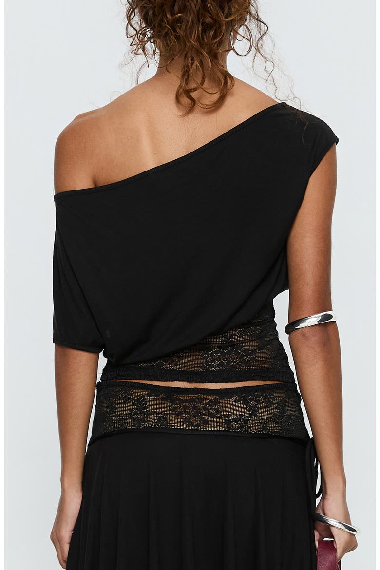 Marienna One-Shoulder Lace Top, Main, color, BLACK