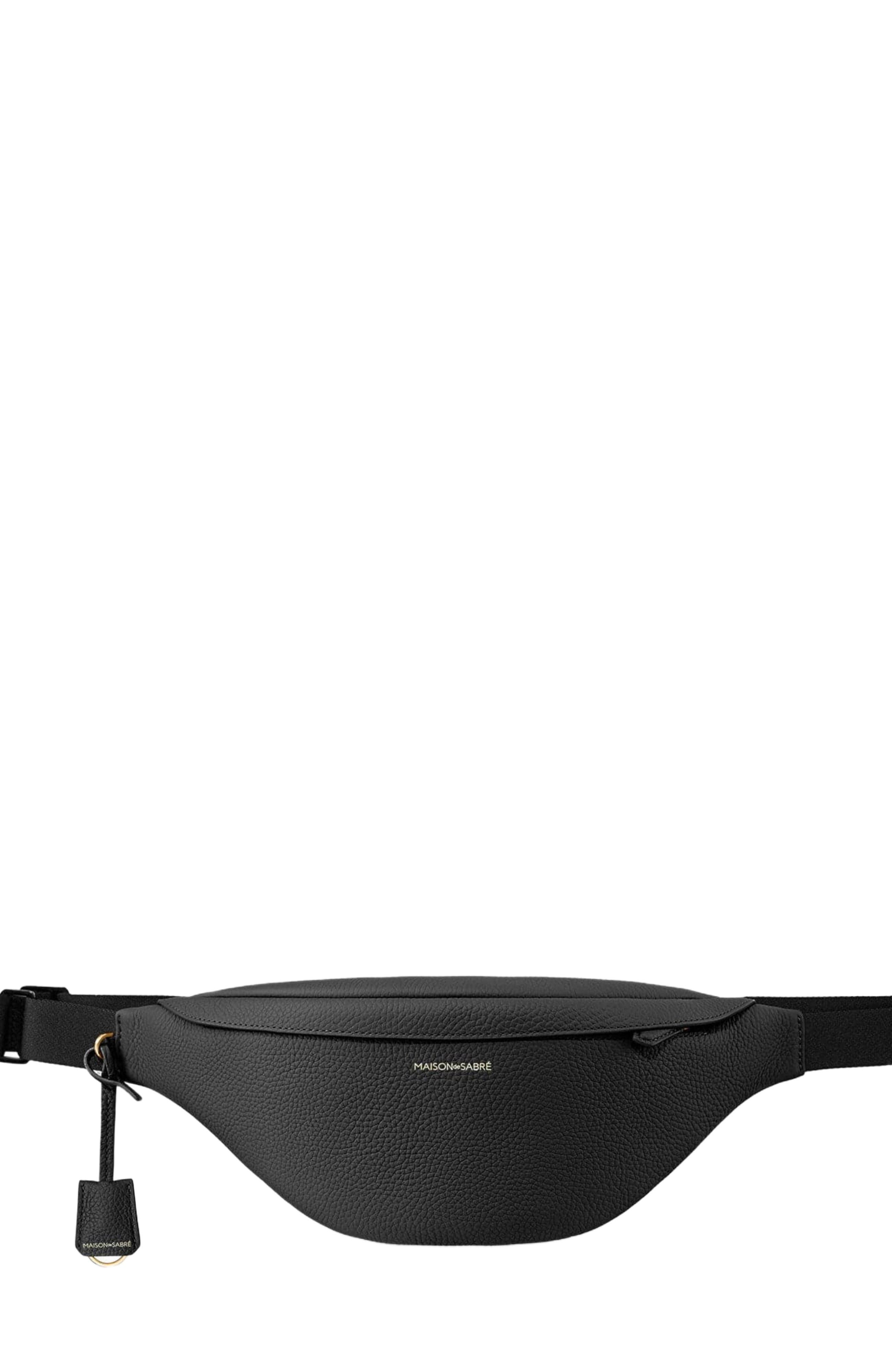 MAISON de SABRÉ Leather Sling Bag, Main, color, Black Caviar