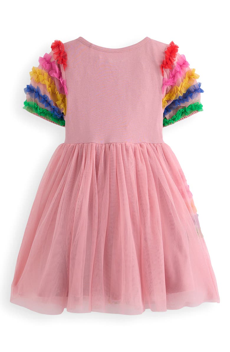 Mini Boden Kids' Ami Ruffle Tulle Party Dress, Alternate, color, Vintage Pink Rainbows