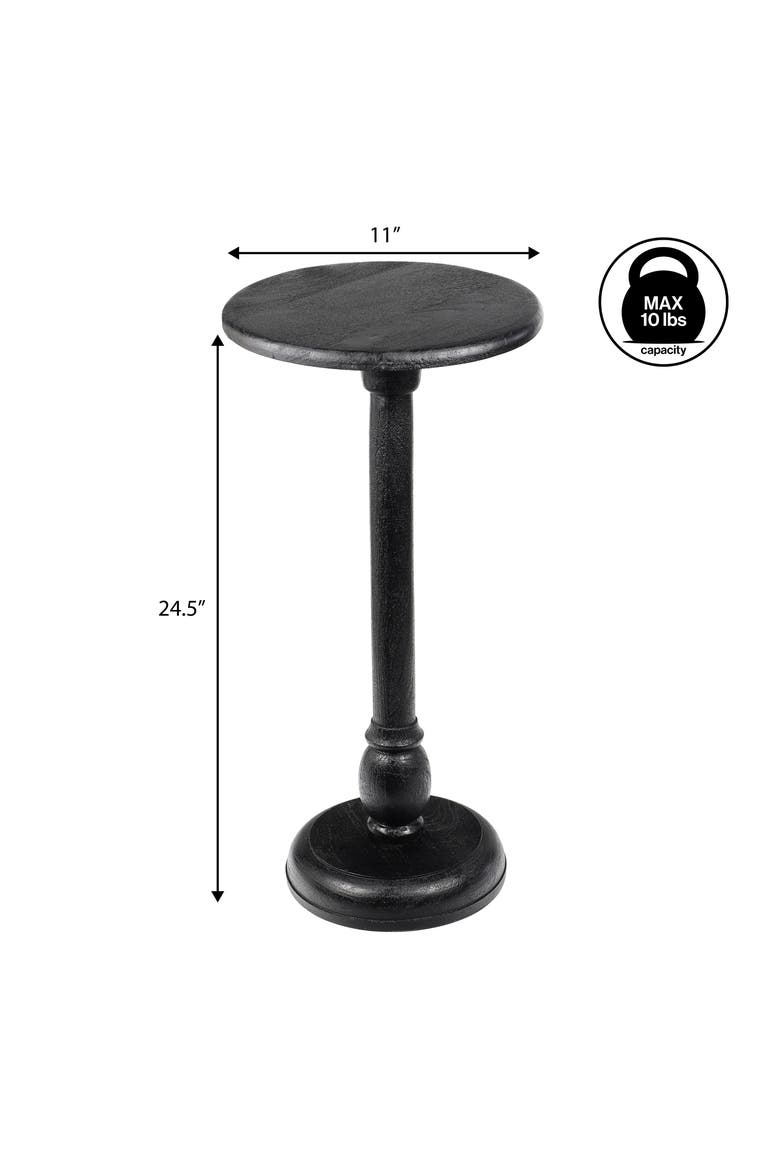 Leopold Traditional Solid Round Pedestal Drink Table, Turned Accent Martini Table for Living Room, Alternate, color, Black
