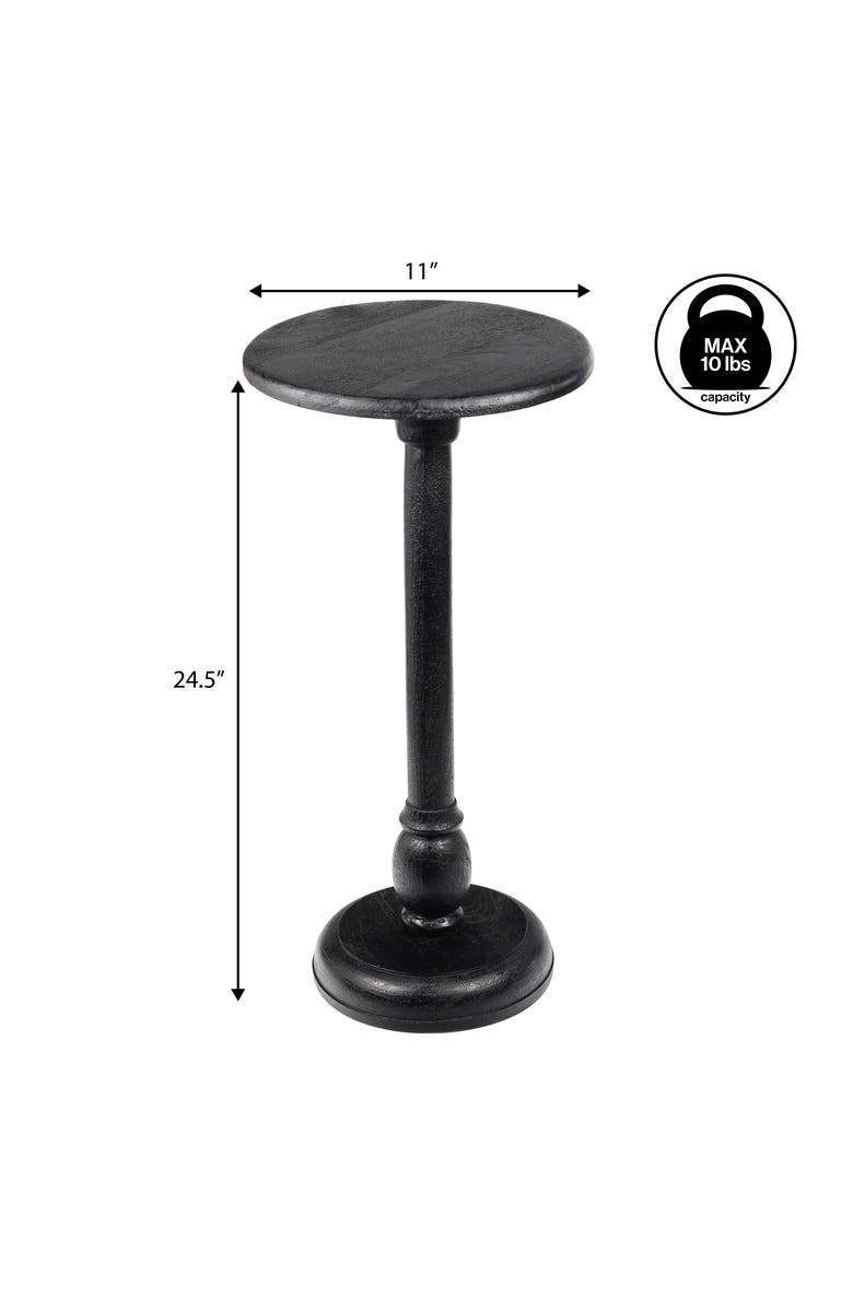 JONATHAN Y Leopold 24.5" Cottage Designer Mango Wood Pedestal Round Drink Table and Decorative End Table, Alternate, color, Black