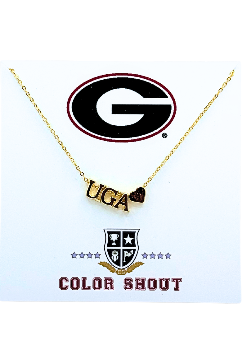 University of Georgia Gold Heart  Necklace, Main, color, Yellow Gold