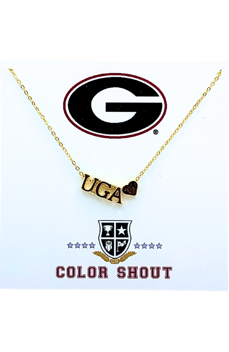 Color Shout University of Georgia Gold Heart  Necklace, Main, color, Yellow Gold