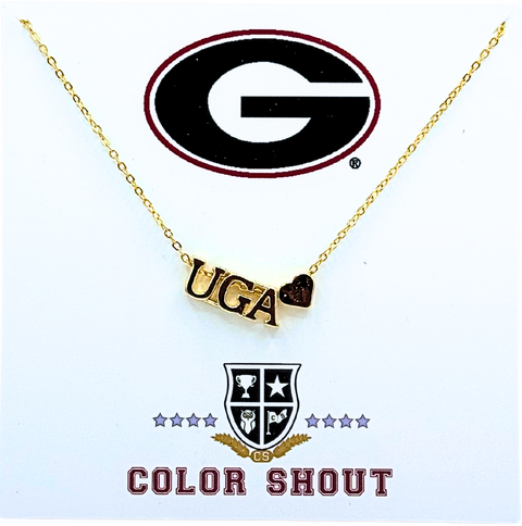 University of Georgia Gold Heart  Necklace