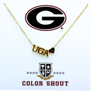 Color Shout University of Georgia Gold Heart  Necklace