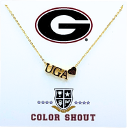 Color Shout University of Georgia Gold Heart Necklace
