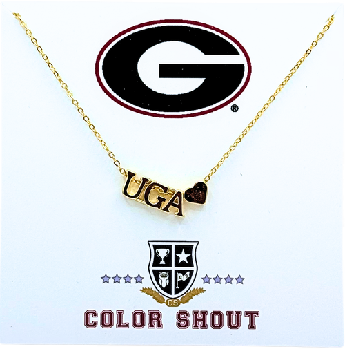 Color Shout University Of Georgia Gold Heart  Necklace In Gold