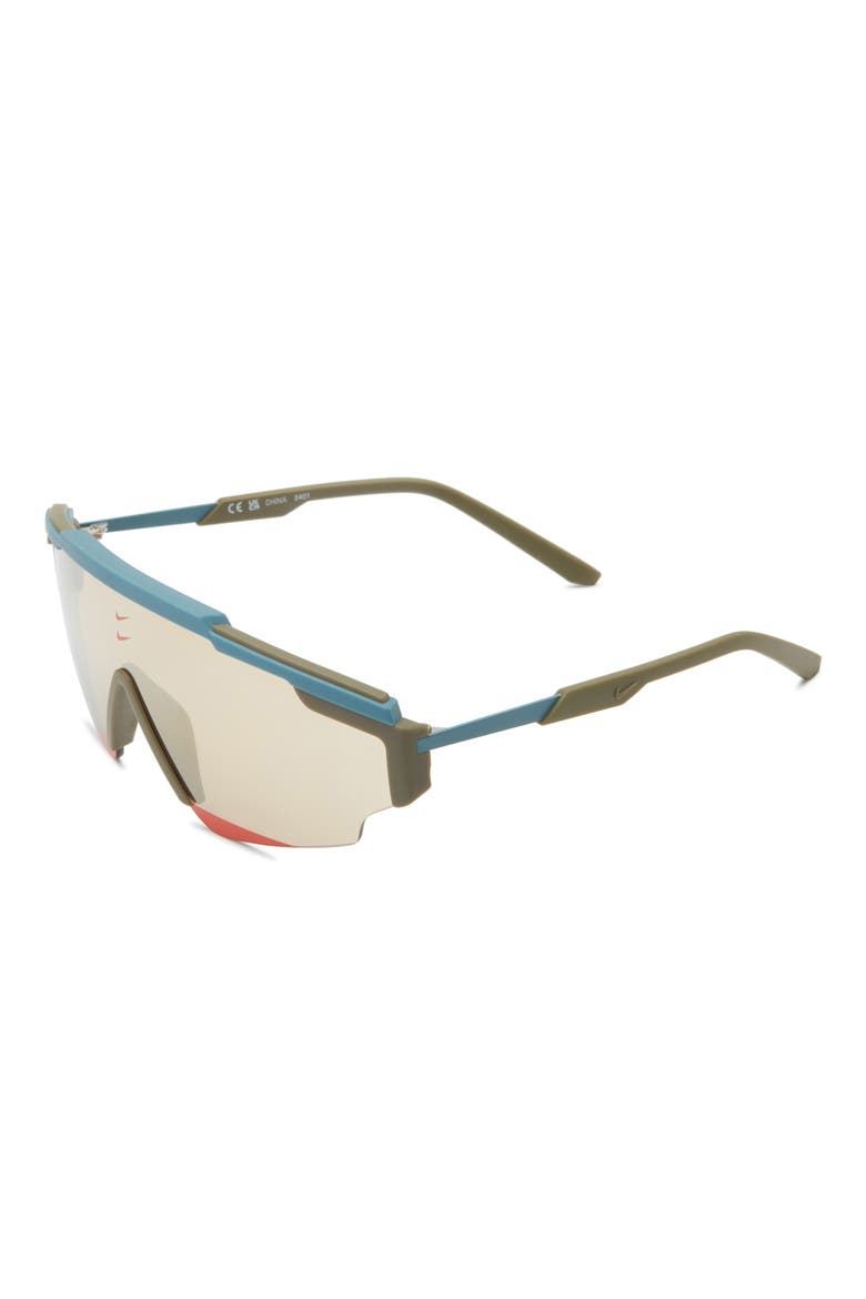 Marquee Edge 64mm Oversize Shield Sunglasses, Alternate, color, MATTE MEDIUM OLIVE / GOLD MIR
