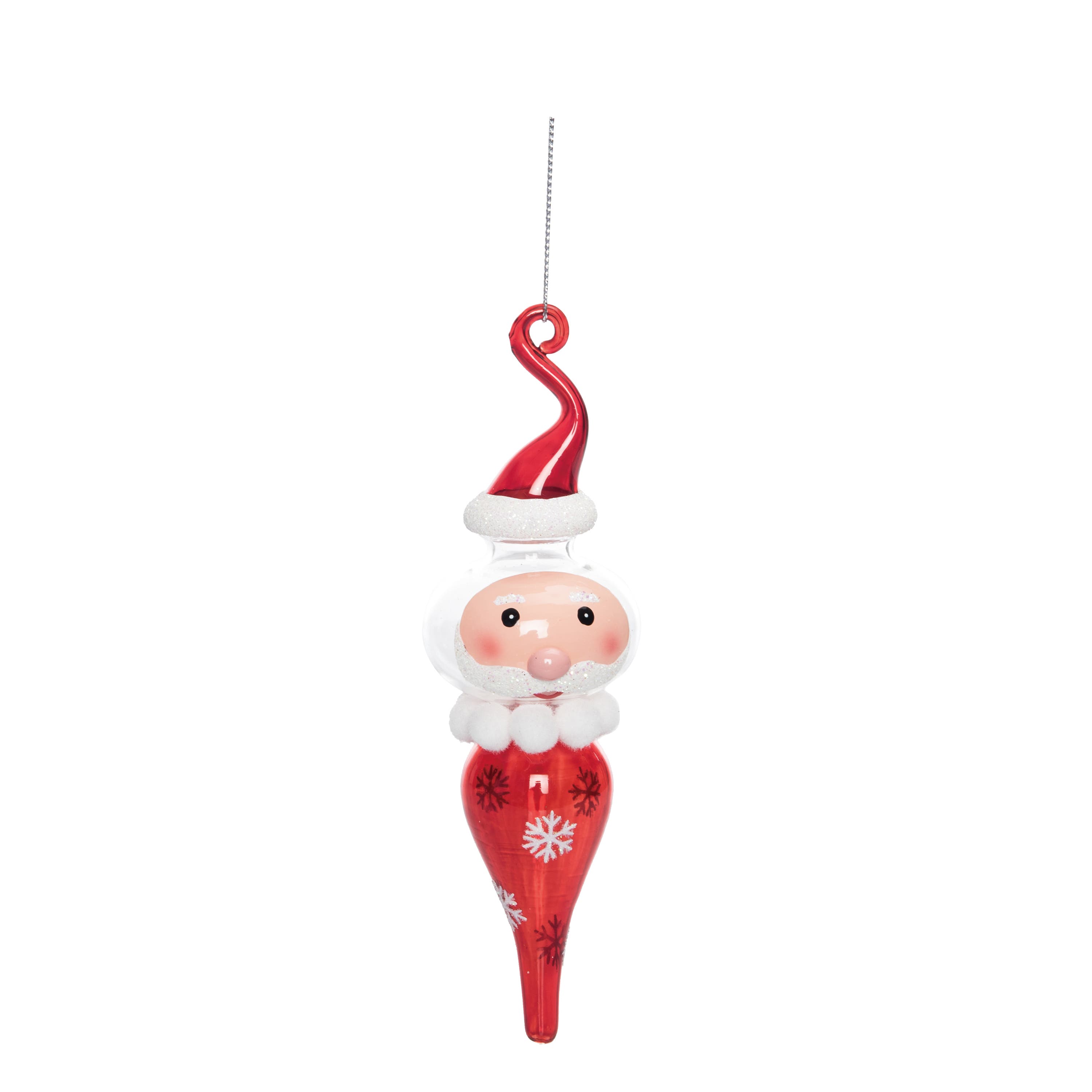 Transpac Holiday Whimsy Santa Head Glass Ornament Colorful Christmas ...
