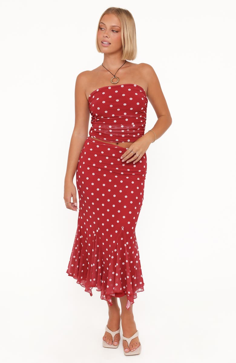 Petal & Pup Tullia Polka Dot Mesh Skirt, Alternate, color, Red Polka Dot