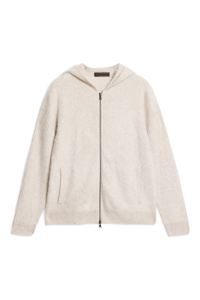 Catherine Hooded Cashmere Zip Cardigan, Alternate, color, WHEAT