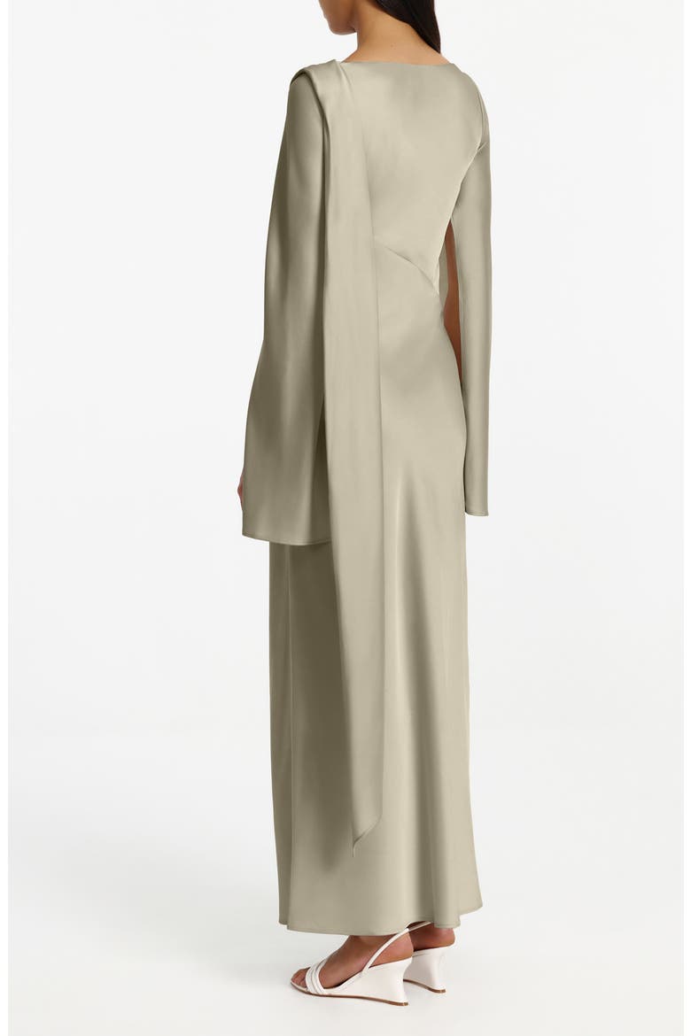 Luka Long Sleeve Satin Gown, Alternate, color, WILLOW